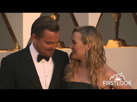 Kate Winslet and Leonardo DiCaprio arrive at the 2016 Oscars in Hollywood