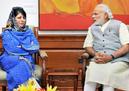 Prime Minister Narendra Modi with PDP leader Mehbooba Mufti at a meeting in New Delhi on Tuesday.