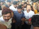 The JNU student leader at Hyderabad airport on Wednesday.