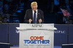 Republican presidential candidate Donald Trump speaks at the 2016 American Israel Public Affairs Committee (AIPAC) Policy Conference at the Verizon Center, on Monday, March 21, 2016, in Washington.