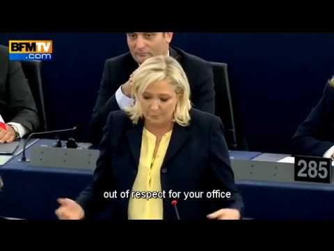 Marine Le Pen Merkel and Hollande at the European Parliament