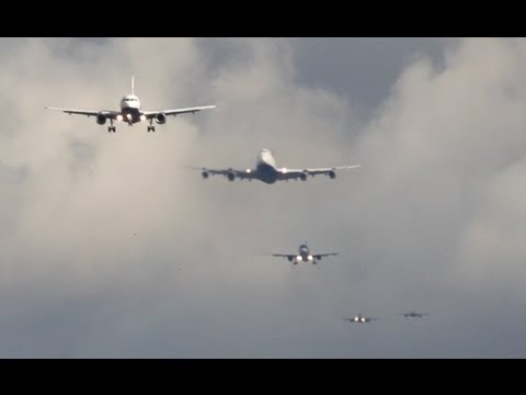 London HEATHROW Approach Time-Lapse Boeing 747, 767, 777