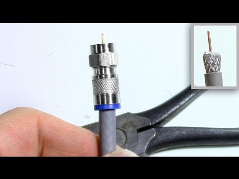 Coax TV Cable stripping connector install - No Special Tools