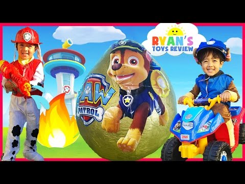 PAW PATROL TOYS Nickelodeon Giant Egg Surprise opening Nick Jr Power Wheels  kids video