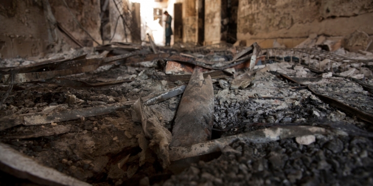 Debris litters the floor in MSF's Kunduz Trauma center. [Photo: MSF]