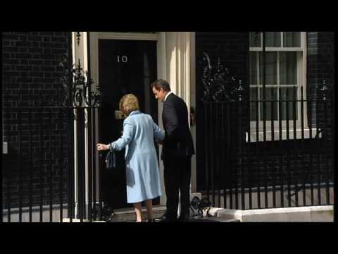 David Cameron welcomes Lady Thatcher to Downing Street