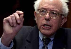 Sen. Bernard Sanders, I-Vt. gestures during a news conference on Capitol Hill in Washington, Wednesday, Dec. 16, 2009, to discuss his opposition of the nomination of Ben Bernanke for a second term as Federal Reserve Chairman.