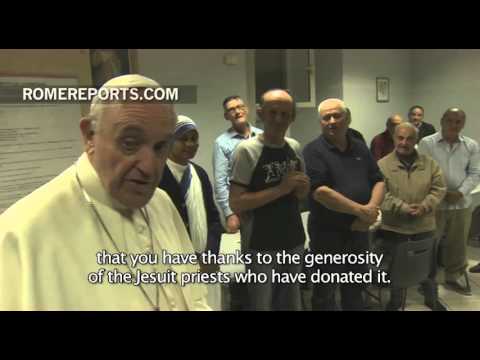 Pope Francis visits the Vatican's new homeless shelter