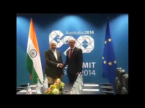 PM Modi meets European Council President Herman Van Rompuy in Brisbane, Australia