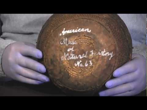 Antique African Coil Basket Bowl w/Leather Rim & Bottom Nupe People/Tribe