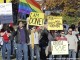 People gather for a mass resignation from the Church of Jesus Christ of Latter-day Saints Saturday, Nov. 14, 2015, in Salt Lake City. A day after the Mormon church stood behind its new rules targeting gay members and their children, while issuing clarifications, hundreds held a rally in Salt Lake City to protest their displeasure with the policy changes. (AP Photo/Rick Bowmer)