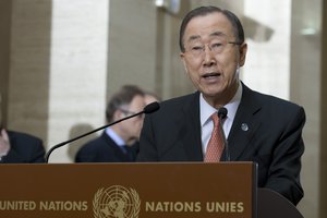 Secretary-General Ban Ki-moon at a press conference. 29 February 2016. UN Photo / Jean-Marc Ferr