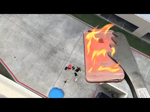 Can Flaming iPhone 6s Survive 100 FT Drop into Kiddie Pool of Water?