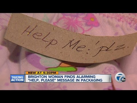 Woman finds "Help Me"note in underwear package