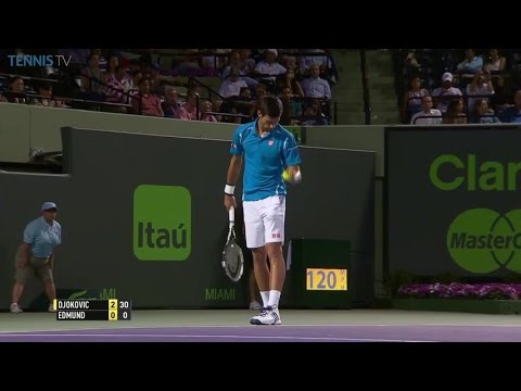 Djokovic amazing ball-in-pocket catch at 2016 Miami Open