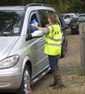 Volunteer collecting donations