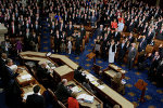 Speaker of the House John Boehner(L),R-OH, swears in members of the House during a ceremony in the House of Representatives as the 114th Congress convenes on Capitol Hill January 6, 2015 in Washington