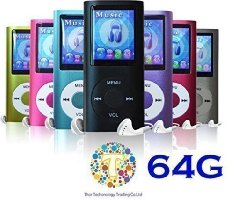 Thor 64 GB Slim 1.8" LCD Mp3 Mp4 Player Media/Music/Audio Player with accessories(Black Color)