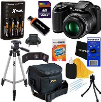 Nikon COOLPIX L340 Digital Camera with 28x Zoom & Full HD Video (Black) International Version + 4 AA Batteries & Charger + 32GB Dlx Accessory Kit w/HeroFiber Cleaning Cloth