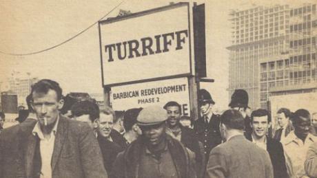 Workers on the Barbican site, 1965