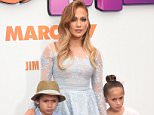 WESTWOOD, CA - MARCH 22:  Recording Artist/actress Jennifer Lopez (C) and son Maximilian David Muniz (L) and daughter Emme Maribel Muniz (R) arrive at Twentieth Century Fox And Dreamworks Animation's 'Home' Premiere at Regency Village Theatre on March 22, 2015 in Westwood, California.  (Photo by Jason Merritt/Getty Images)