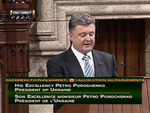 Ukrainian President Poroshenko addresses Canadian Parliament