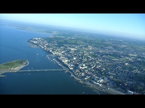 Wexford town and coastline birds eye view.