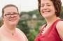 Eleni Pinnow, right, with her sister at a family wedding.