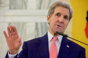 U.S. Secretary of State John Kerry addresses reporters during a multinational meeting focused on Libya, December 13, 2015, at the Italian Ministry of Foreign Affairs in Rome, Italy.