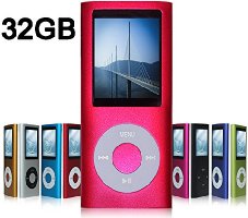 G.G.Martinsen 32GB MP3/MP4 Player with Multi-lingual OS, Mini USB Port, Voice Recorder, Media Player and E-book reader (Pink)