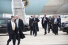 President Barack Obama bids farewell to Kansas as Air Force One departs Forbes Field Air National Guard Base in Topeka, Kan., Jan. 22, 2015