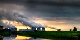 Steam from power plant cooling towers