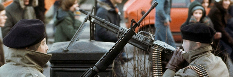 Volunteers of the Irish Republican Army equipped with an American-supplied weapons, Derry, UK Occupied North of Ireland