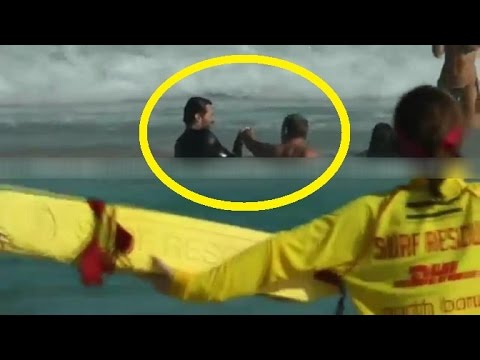 RAW: Hugh Jackman allegedly Rescues his Son and other people swimming in rough waters, Australia