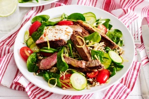 Smoky beef with ancient grain salad