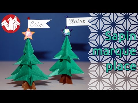 Origami - Mini-sapin marque-place - Christmas Tree Table Mark [Senbazuru]