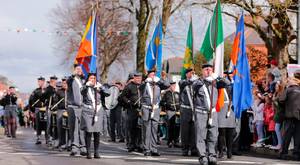 The Centenary 1916 Easter Commemoration parade as it makes its way along the Falls Road in Belfast on March 27, 2016 Belfast, Northern Ireland ( Photo by Kevin Scott / Presseye )