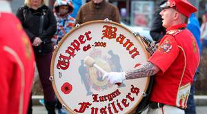 Members of protestant loyal order the Apprentice Boys of Derry parade through Lurgan in Northern Ireland.