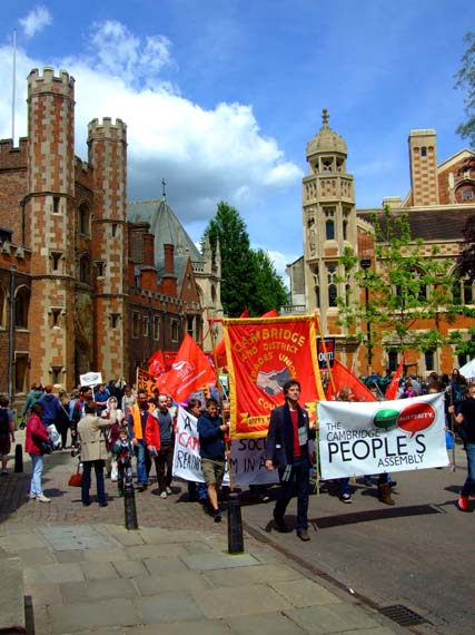 Moving past Trinity College.