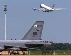 Air Force One departs Barksdale Air Force Base.