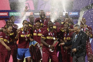 The West Indies celebrates their World Twenty20 triumph.