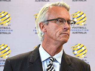 Football Federation Australia CEO David Gallop addresses a press conference in Sydney on Thursday, Feb. 11, 2016. The FFA has today fined the Western Sydney Wanderers $50,000 and imposed a suspended three competition points after finding the club guilty of bringing the game into disrepute following the misconduct of some of its supporters during last Saturday night's game against Melbourne Victory at Etihad Stadium. (AAP Image/Paul Miller) NO ARCHIVING