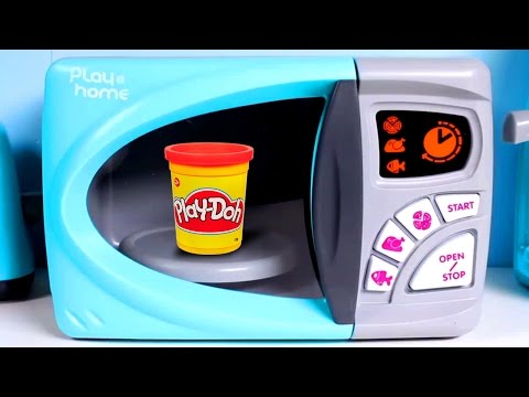 Play@Home Microwave Oven Toy Play-Doh Just Like Home Toy Cutting Food Cooking Playset Toy Videos