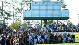  Rory McIlroy of Northern Ireland plays his shot from the third tee during a practice round prior to the start of the 2016 Masters Tournament at Augusta National. Photograph: Andrew Redington/Getty Images