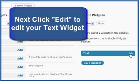 wordpress.com - Edit Text Widget