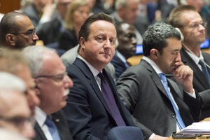 File - David Cameron (centre), Prime Minister of the United Kingdom, at the Leaders’ Summit on Countering Violent Extremism, chaired by United States President Barack Obama on the margins of the General Assembly general debate, 29 September, 2015.