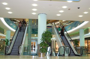 Escalators in shopping center Gran Vía de Vigo.