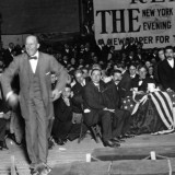 Socialist Party leader Eugene Debs addressing a 1912 meeting in New York.