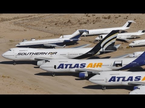 A flight over the "Airplane Graveyard" at Mojave Airport in California.