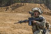 U.S. Marine Cpl. Edilberto Olguin shouts out a command while executing a live fire and maneuver exercise at Camp Rodriguez, South Korea, as a part of Korean Marine Exchange Program 16-R April 7, 2016. KMEP is a bilateral exercise that gives ROK Marines and U.S. Marines the opportunity to train side-by-side and help improve the relationship between the two nations. 